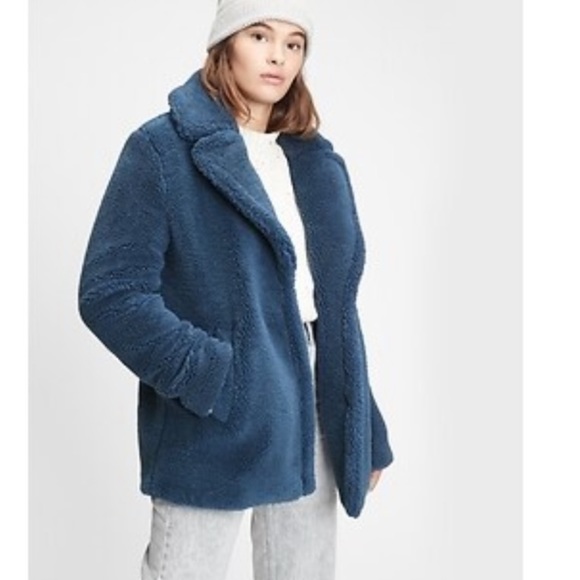 GAP Jackets & Blazers - Gap Sherpa Blue Teddy Fleece Long Pea Coat Jacket overCoat